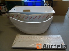 KALDEWEI enamelled bathtub, RAVAK VS3 bathtub screen, 2 bath aprons, 2 repair sets, 1 evacuation set