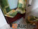 Houten kist, 6 stoelen bloemrijke covers